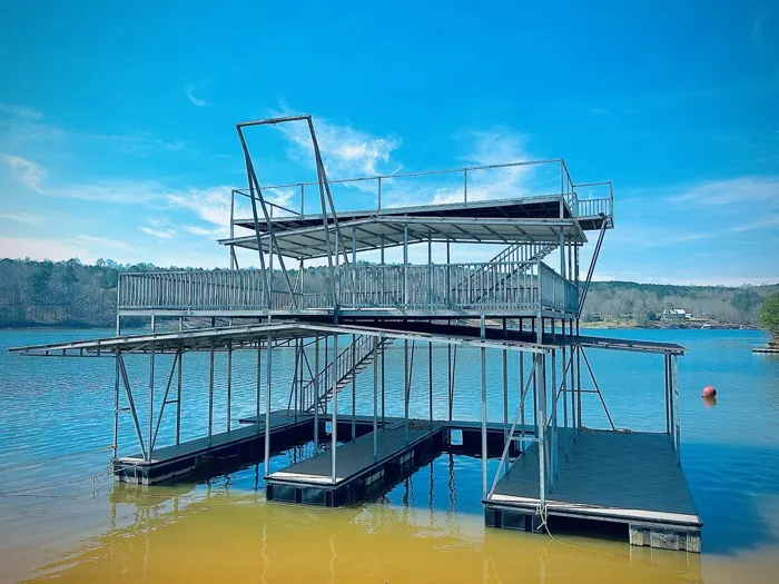 The Triple Decker — King Boat Docks' signature three-level, triple-slip steel dock